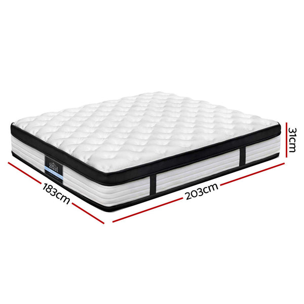 Giselle Devon Euro Top Pocket Spring Mattress 31Cm Thick King Mattresses