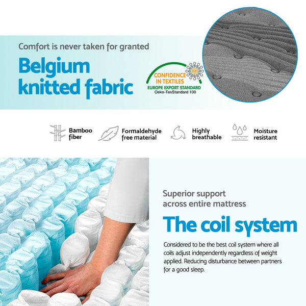 Giselle Alanya Euro Top Pocket Spring Mattress 34Cm Thick King Single Mattresses