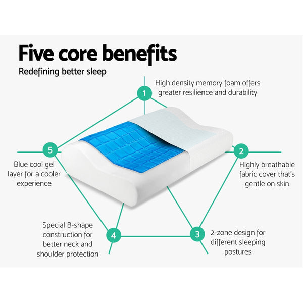 Giselle Set Of 2 Cool Gell Memory Foam Pillows