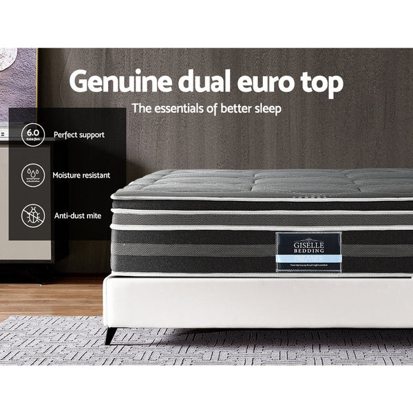 Mattresses Giselle Bedding 35Cm Queen Mattress 7 Zone Dual Euro Top Pocket Spring Medium Firm