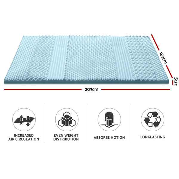 Giselle Cool Gel 7 Zone Memory Foam Mattress Topper W/Bamboo Cover 5Cm King Mattress Toppers & Protectors