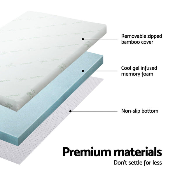 Mattress Toppers & Protectors Giselle Bedding Memory Foam Mattress Topper Cool Gel Bamboo 10Cm