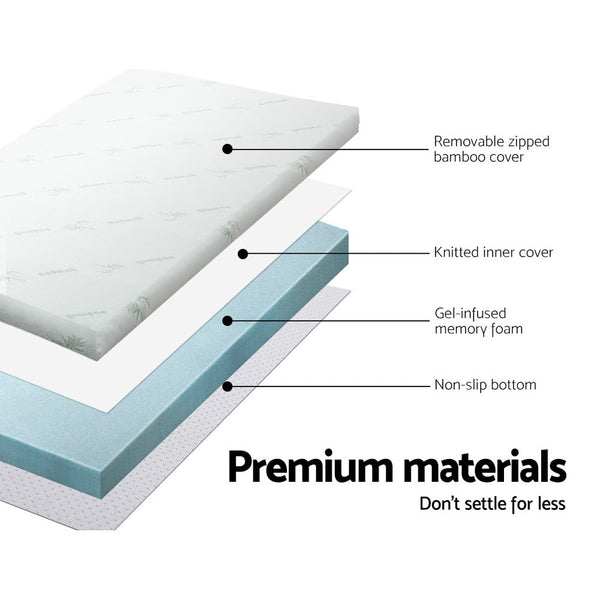 Giselle Cool Gel Memory Foam Mattress Topper W/Bamboo Cover 8Cm Double Mattress Toppers & Protectors