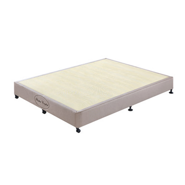 Mattress Base Ensemble Queen Size Solid Slat In Beige With Removable Cover Queen Bed Frames