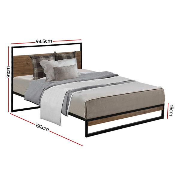 Artiss Metal Bed Frame Single Size Mattress Base Platform Foundation Black Dane Single Bed Frames