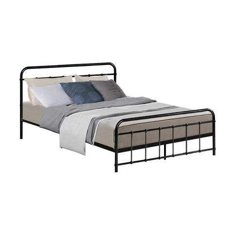 Artiss Leo Metal Bed Frame Double (Black) Double Bed Frames