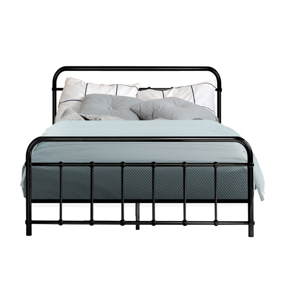 Artiss Leo Metal Bed Frame Double (Black) Double Bed Frames