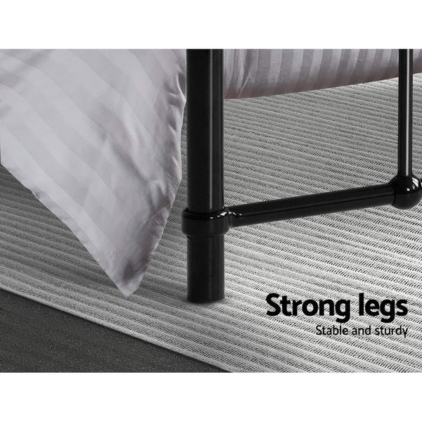 Artiss Leo Metal Bed Frame Double (Black) Double Bed Frames