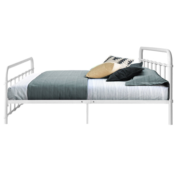 Artiss Leo Metal Bed Frame Double (White) Double Bed Frames