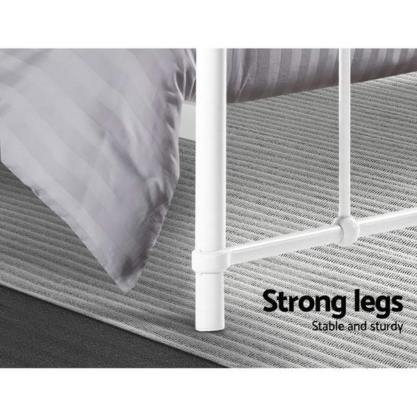 Artiss Leo Metal Bed Frame Double (White) Double Bed Frames