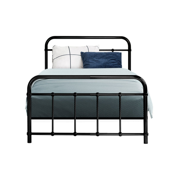 Artiss Leo Metal Bed Frame Single (Black) Single Bed Frames