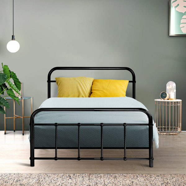 Artiss Leo Metal Bed Frame Single (Black) Single Bed Frames