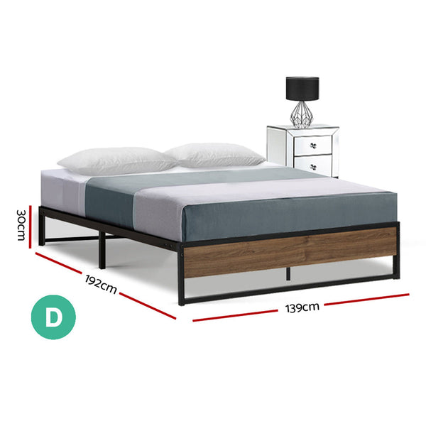 Artiss Metal Bed Frame Double Size Mattress Base Foundation Black Oslo Double Bed Frames