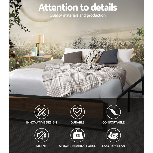 Artiss Metal Bed Frame Double Size Mattress Base Foundation Black Oslo Double Bed Frames