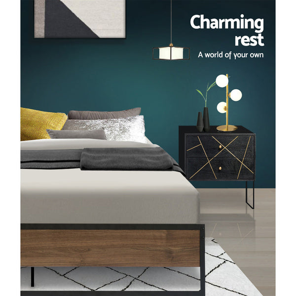 Artiss Metal Bed Frame Double Size Mattress Base Foundation Black Oslo Double Bed Frames