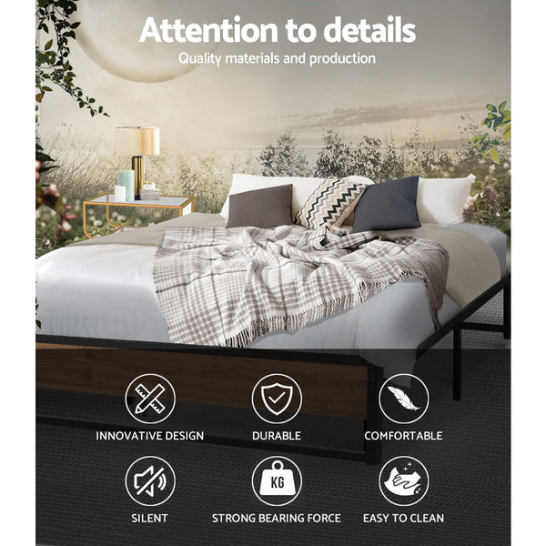 Artiss Metal Bed Frame Queen Size Mattress Base Platform Foundation Oslo Queen Bed Frames