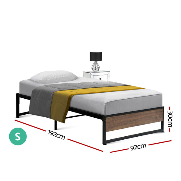 Artiss Metal Bed Frame Single Size Mattress Base Platform Black Oslo Single Bed Frames