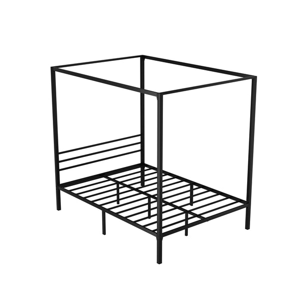 Artiss Bed Frame Metal Four Poster Platform Base Double Size Black Pochy Double Bed Frames