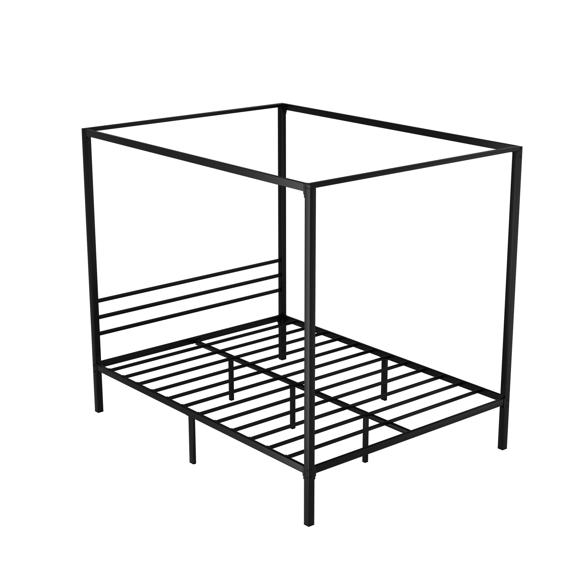Artiss Bed Frame Metal Four Poster Platform Base Queen Size Black Pochy Queen Bed Frames