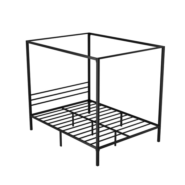 Artiss Bed Frame Metal Four Poster Platform Base Queen Size Black Pochy Queen Bed Frames