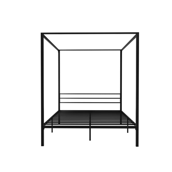 Artiss Bed Frame Metal Four Poster Platform Base Queen Size Black Pochy Queen Bed Frames