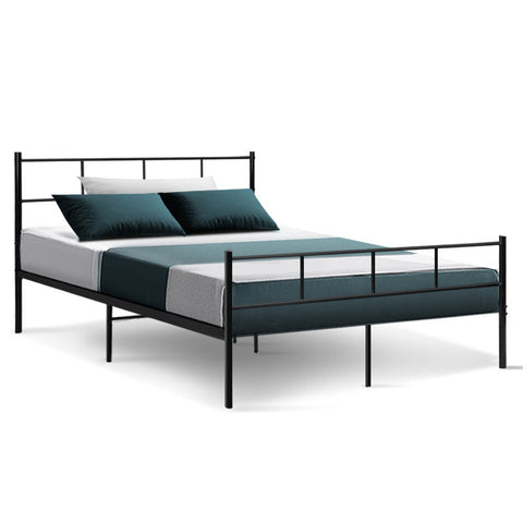 Artiss Metal Bed Frame Double Size Platform Foundation Mattress Base Sol Black Double Bed Frames