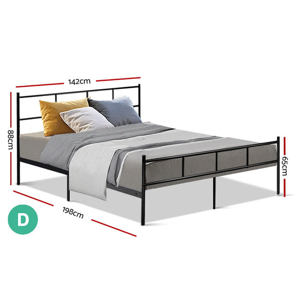 Artiss Metal Bed Frame Double Size Platform Foundation Mattress Base Sol Black Double Bed Frames