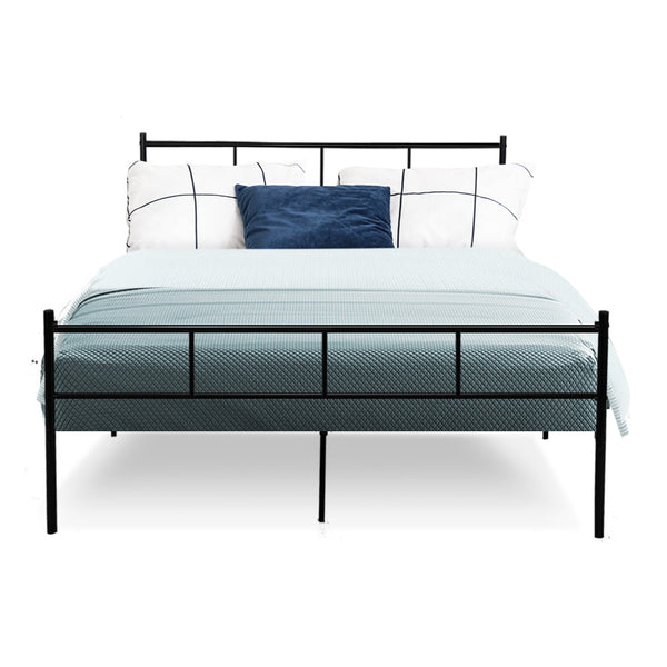 Artiss Metal Bed Frame Double Size Platform Foundation Mattress Base Sol Black Double Bed Frames