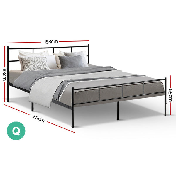 Artiss Metal Bed Frame Queen Size Platform Foundation Mattress Base Sol Black Queen Bed Frames