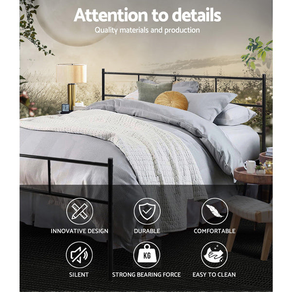 Artiss Metal Bed Frame Queen Size Platform Foundation Mattress Base Sol Black Queen Bed Frames