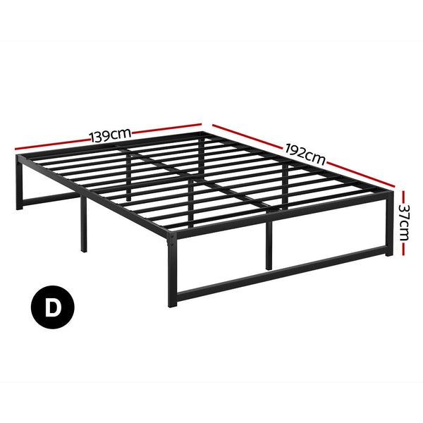Artiss Bed Frame Metal Platform Double Size Base Mattress Black Tino Double Bed Frames