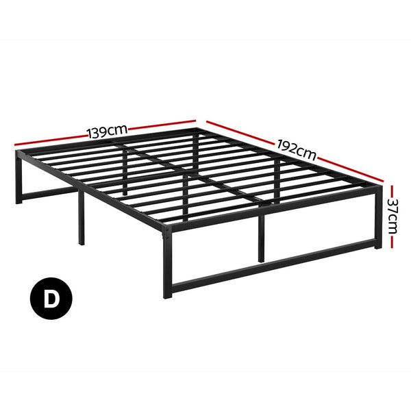 Artiss Bed Frame Metal Platform Double Size Base Mattress Black Tino