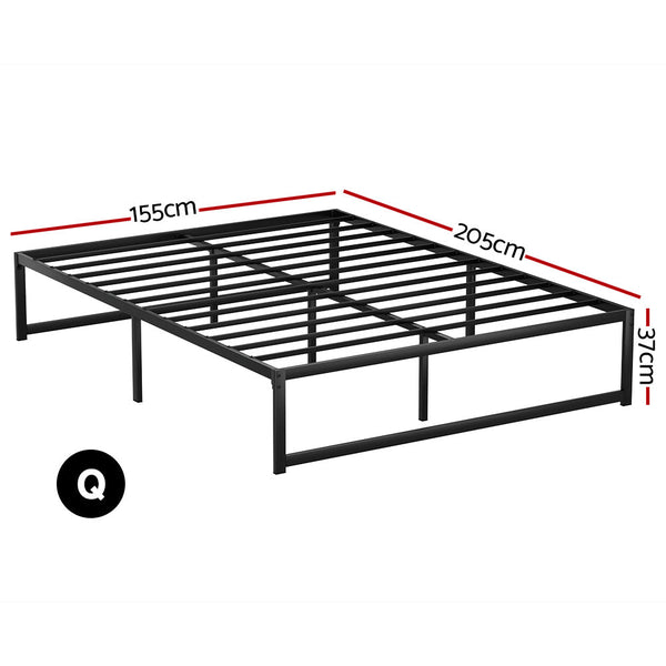 Artiss Bed Frame Metal Platform Queen Size Base Mattress Black Tino Queen Bed Frames
