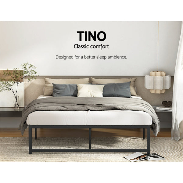 Artiss Bed Frame Metal Platform Queen Size Base Mattress Black Tino Queen Bed Frames
