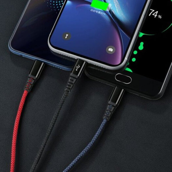 Ca 6220 3 In 1 Charging Cable 1.2M Black Cables & Adapters