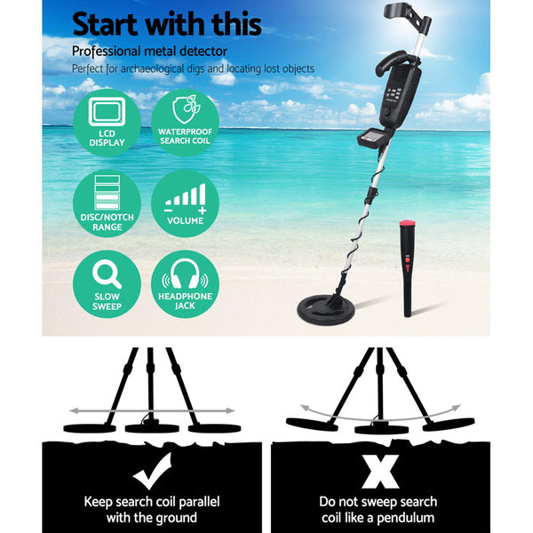 Weisshorn Metal Detector Pinpointer 180Mm Deep Sensitive Searching Treasure Gold Hunt Metal Detectors