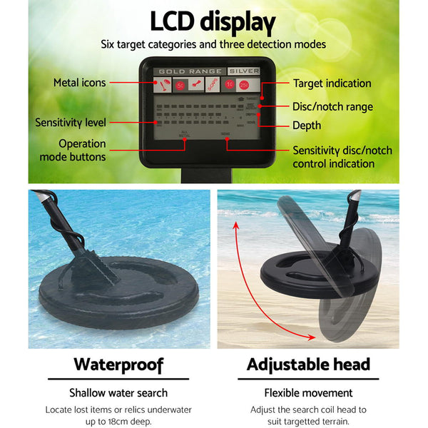 Weisshorn Lcd Screen Metal Detector With Headphones - Black