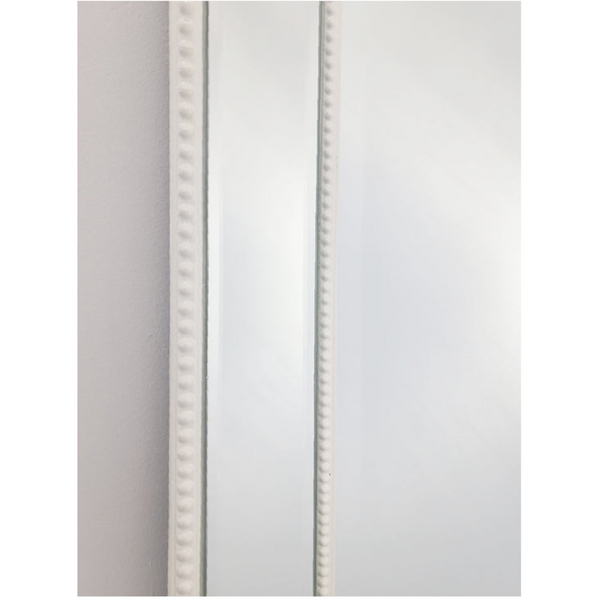 Medium White Beaded Framed Mirror - 70Cm X 170Cm