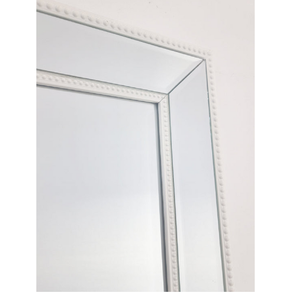 Medium White Beaded Framed Mirror - 70Cm X 170Cm