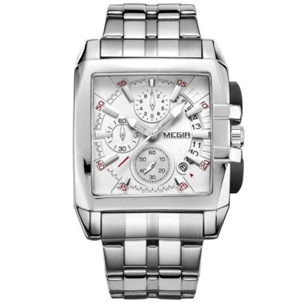 Veile Studios 2018 Men's Watch Steel Belt Sports Outdoor Square White Watches