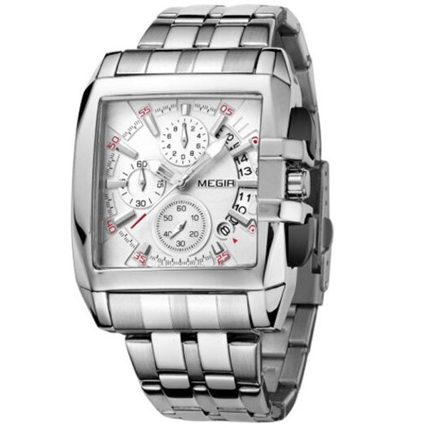 Veile Studios 2018 Men's Watch Steel Belt Sports Outdoor Square White Watches