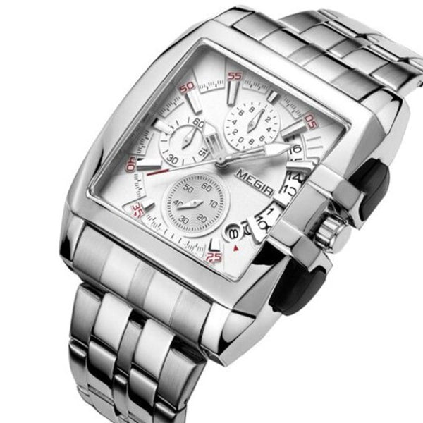 Veile Studios 2018 Men's Watch Steel Belt Sports Outdoor Square White Watches