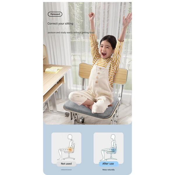 Elosung Memory Foam Student Seat Cushion Pressure Relief Non Slip With Adjustable Straps For Healthy Posture(Astronaut Blue 36X34cm) Seat & Posture Cu