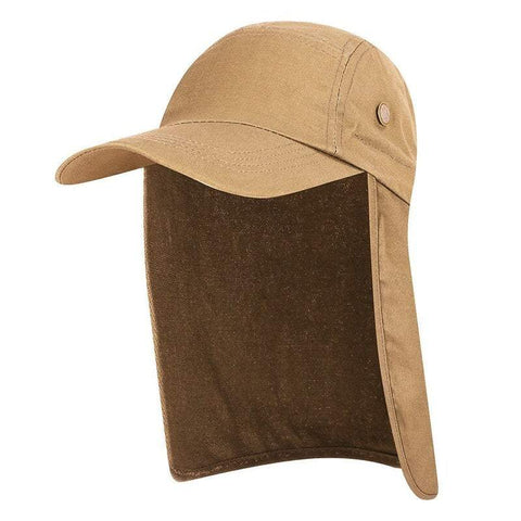 Fishing Tackle Men And Women Sun Protection Cap Neck Flap Visor Hat Khaki