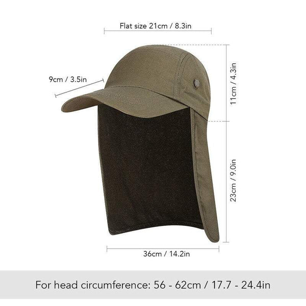 Fishing Tackle Men And Women Sun Protection Cap Neck Flap Visor Hat Khaki Hats & Headwear
