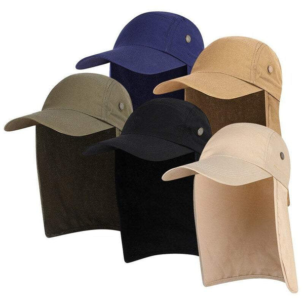 Fishing Tackle Men And Women Sun Protection Cap Neck Flap Visor Hat Khaki