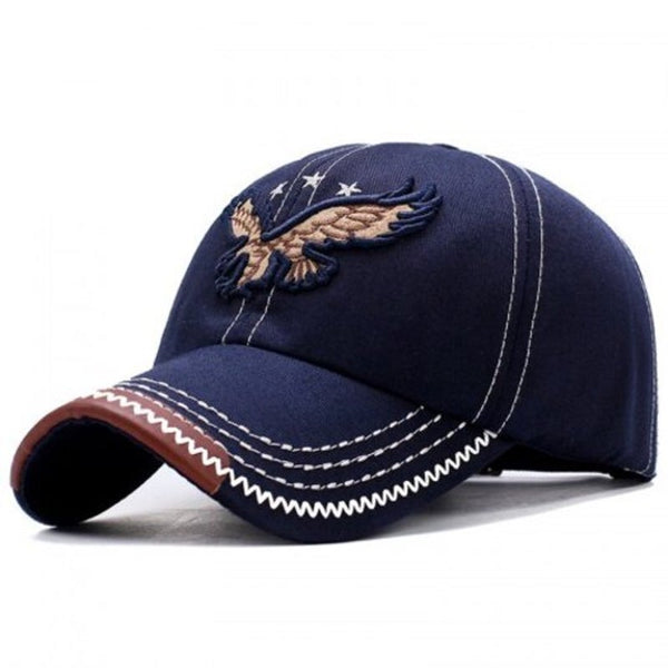 Men Baseball Cap Eagle Embroidery Pattern Outdoor Sun Block Hat Blueberry