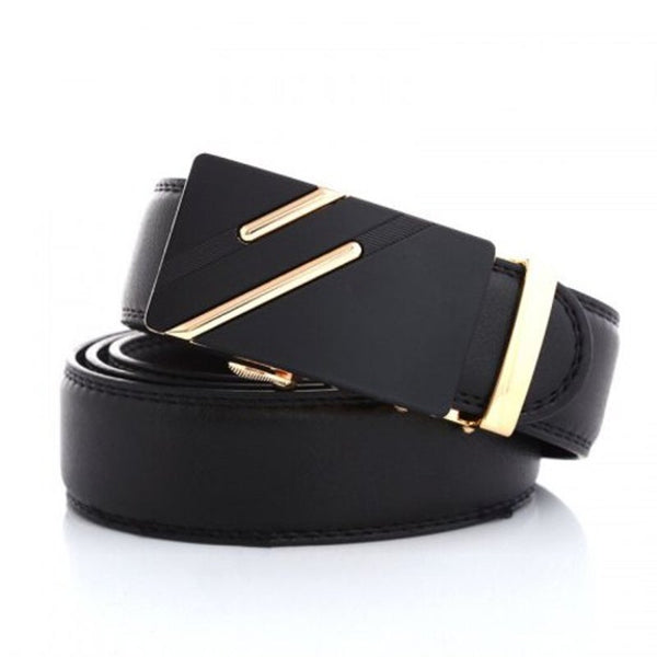 Men Business Fashion Automatic Buckle Belt Gold 105Cm Belts