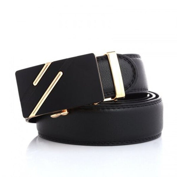 Men Business Fashion Automatic Buckle Belt Gold 105Cm
