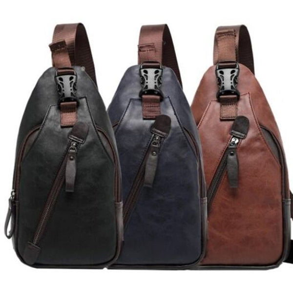 Men Casual Outdoor Diagonal Chest Bag Dark Slate Blue Bags